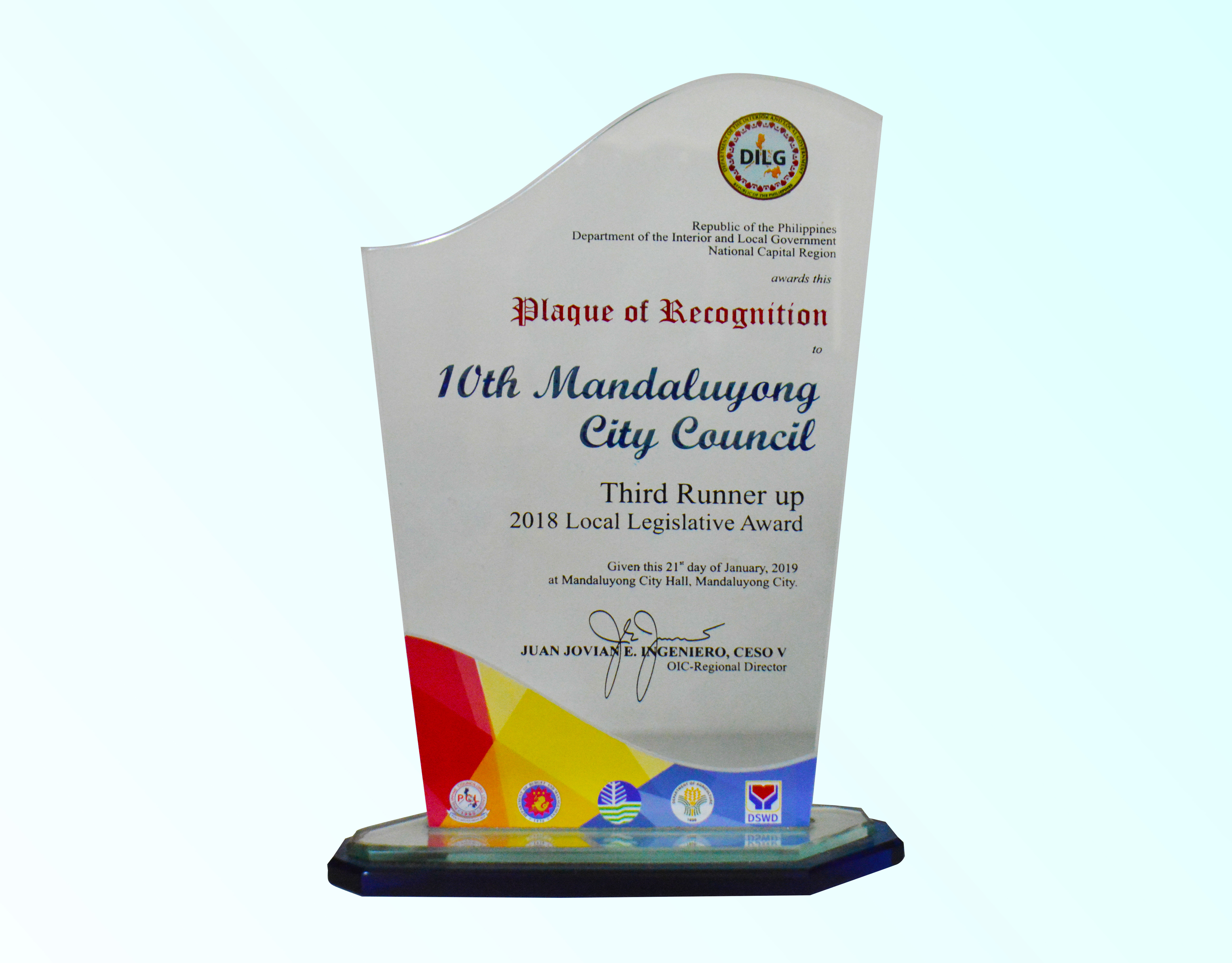 3rd Runner up 2018 Local Legislative Award
